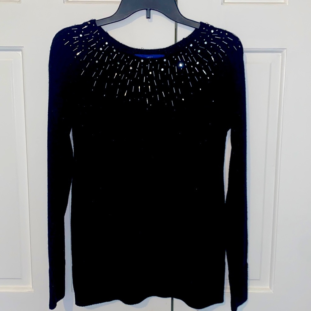 NWT. Apt 9 black embellished neckline sweater.